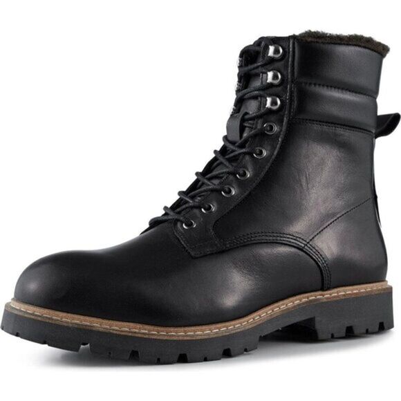 Shoe‎ The Bear Men\'s  Leather Boots Faux Shearling Lined Shoes Black Size12 $210 main image 5